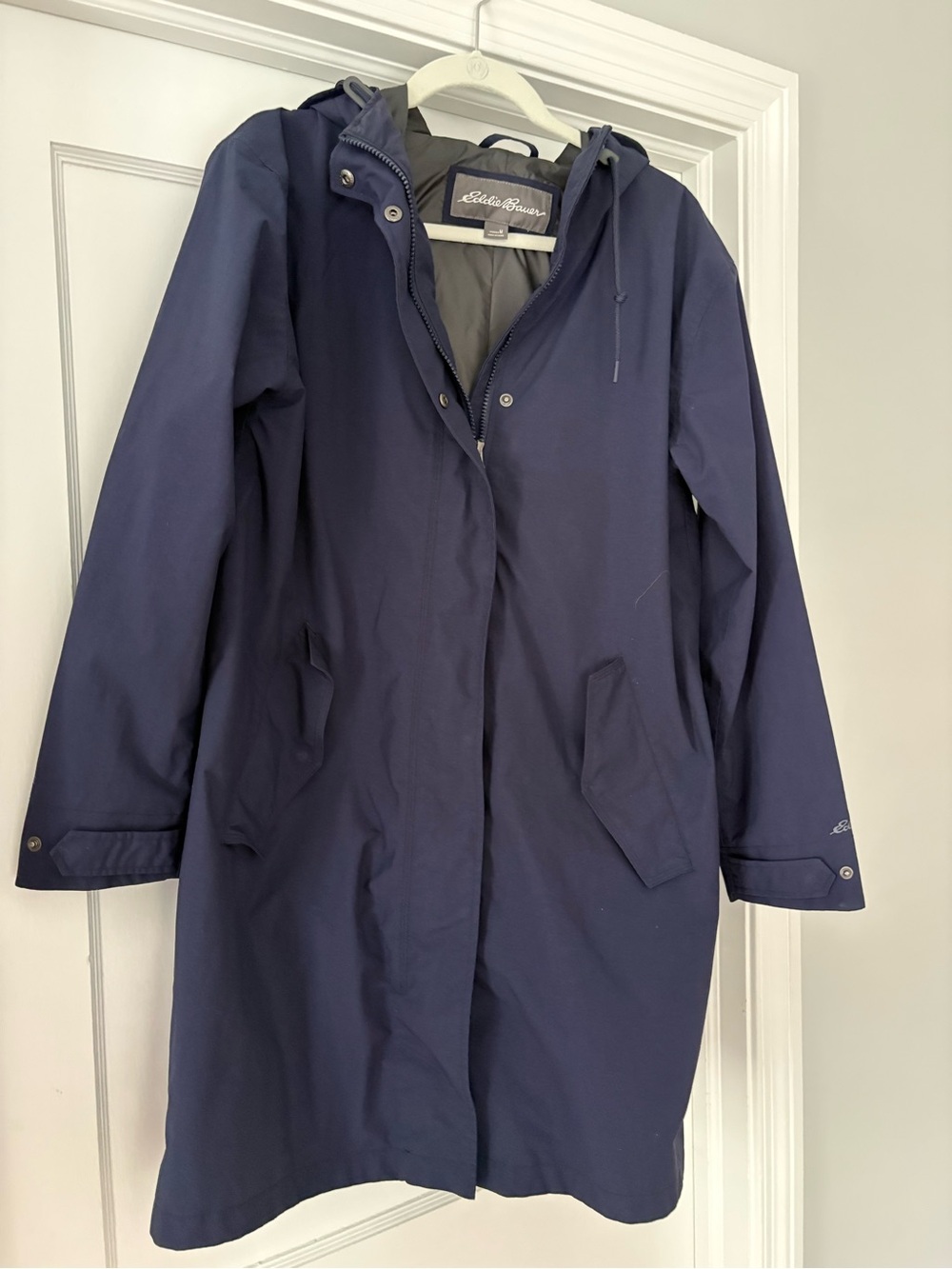 Eddie Bauer Navy Hooded Rain Coat